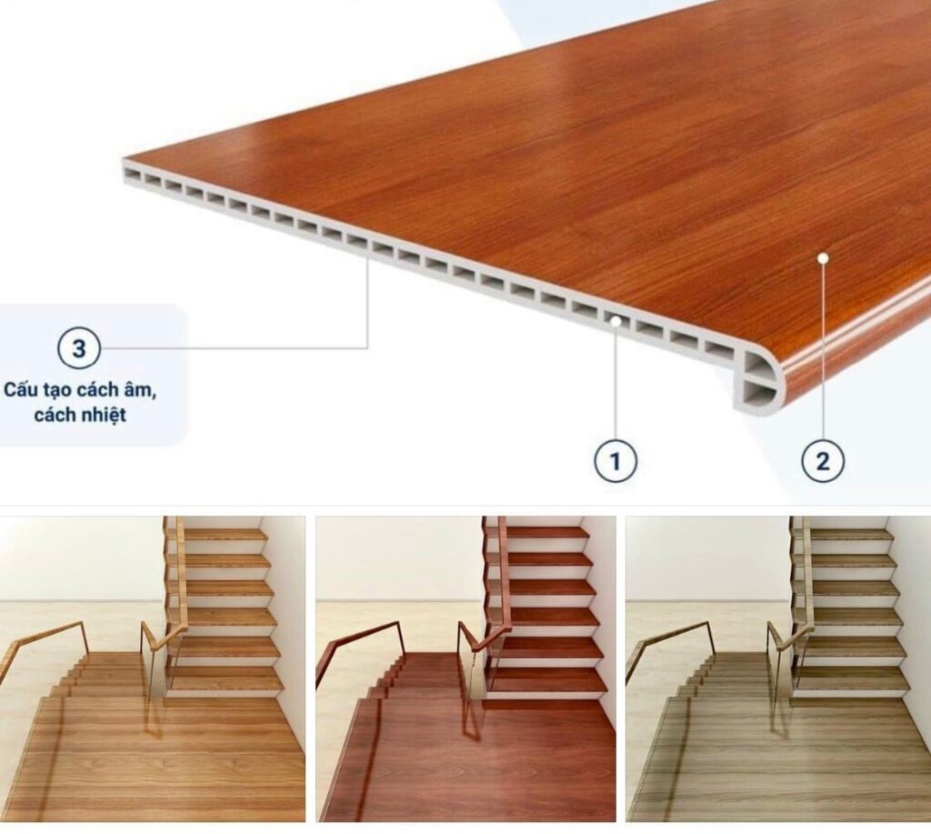 Thi công mặt bậc cầu thang nhựa giả gỗ tại Bình Dương